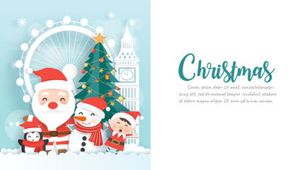 Obraz na płótnie Canvas Christmas background with Santa clause and friends. 