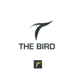 modern bird logo with the negative space logo style with T, 7, and bird