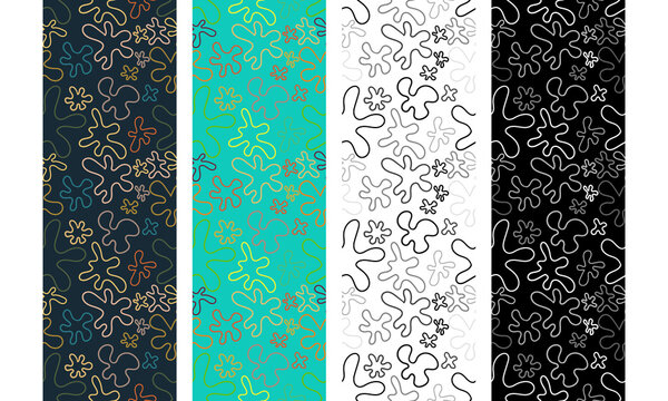 Seamless pattern with floral and cloud elements