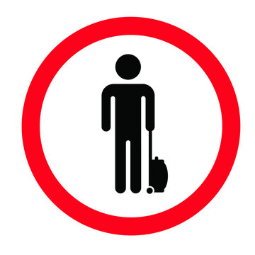 recommend clip art: No trolley case, baggage, bags, bigshopper, rolling case sign. Travel suitcase icons. Passenger pulling bag symbols. Stop halt allowed. Do not handbag, trolleys, bigshopper or luggage. Do not enter.