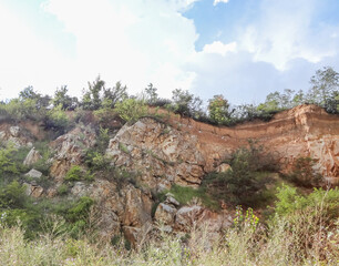 mountain landscape with blue sky and trees