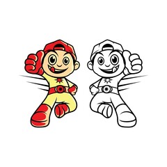 Simple Superhero Kid Character Bundle  on White Background