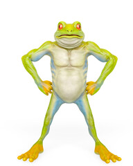 frog is doing a power pose