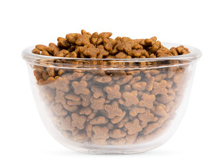 dog food in bowl  on white background