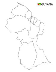 Fototapeta premium Guyana map, black and white detailed outline regions of the country. Vector illustration