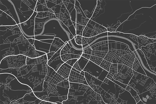 Urban city map of Dresden. Vector poster. Grayscale street map.