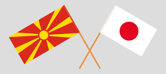 Crossed flags of North Macedonia and Japan