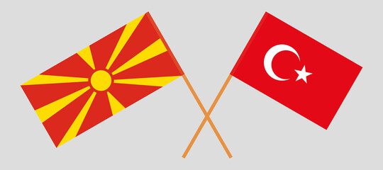 Crossed flags of North Macedonia and Turkey
