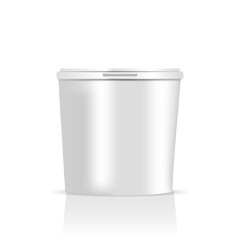 White blank plastic bucket mockup design isolated on white background