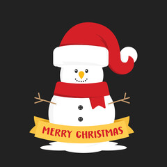 Snowman, Snowman Cartoon, Santa Hat, Cute, Christmas Character Vector Background