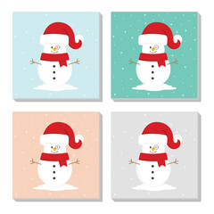 Snowman, Snowman Cartoon, Santa Hat, Cute, Christmas Character Vector Background