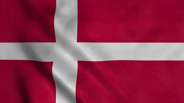 Denmark flag waving in the wind. 4K