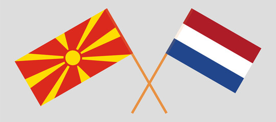 Crossed flags of North Macedonia and the Netherlands