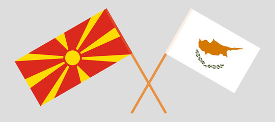 Crossed flags of North Macedonia and Cyprus