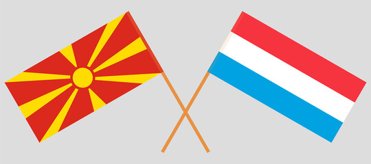 Crossed flags of North Macedonia and Luxembourg