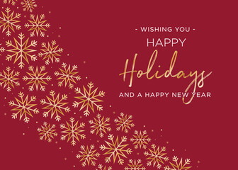 Happy Holidays and Happy New Year Holiday Greeting Card Vector Text Snowflake Illustration Background
