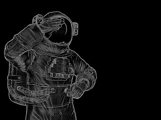 astronaut thinking with copy space