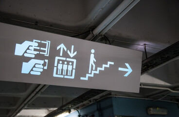 Card payment sign and stairs