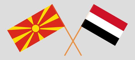 Crossed flags of North Macedonia and Yemen