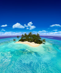 Huge Panorama View of Tropical Island
