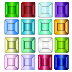 square gemstones of various colors. logo for computer games and mobile applications