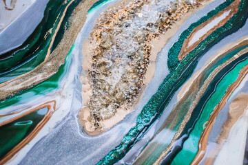 original emerald resin geode abstract art by resin artist