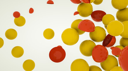 spheres and hemispheres on a white background. 3d render illustration