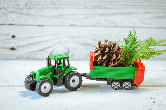Christmas Tree on Tractor Toy 
