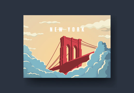 New York Art Deco Bridge Card