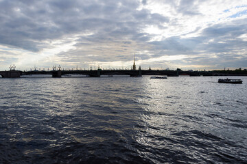 White nights in St.Petersburg, View from the Neva River embankment, St. Petersburg, Russia