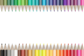 Set of colored pencils isolated on white background. 3d illustration.