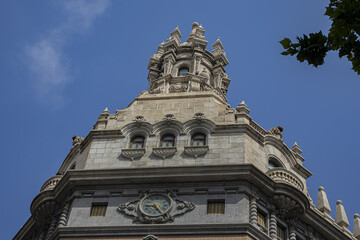 Fototapeta premium Building facade: Architectural fragments of ancient buildings in Valencia, Spain.