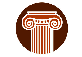 Stylized image of a Greek column. Decorative element. Logo template. Vector image for logo or illustration.