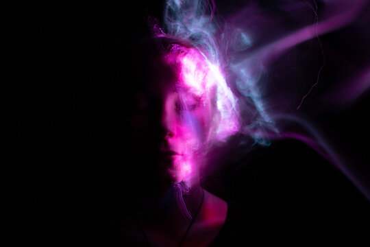 light painting portrait, new art direction, long exposure photo without photoshop, light drawing at long exposure	
