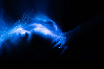 light painting portrait, new art direction, long exposure photo without photoshop, light drawing at long exposure	
