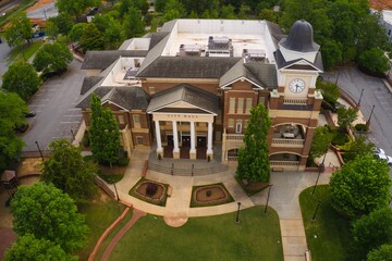 Aerial view of City town hall building in Duluth, GA