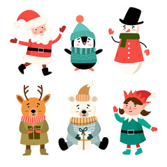 set of Christmas characters