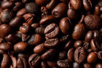 Coffee beans close-up macro shot