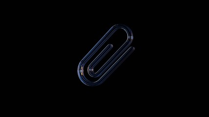 Obraz premium 3d rendering glass symbol of attachment isolated on black with reflection