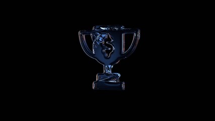 Fototapeta na wymiar 3d rendering glass symbol of cup award isolated on black with reflection