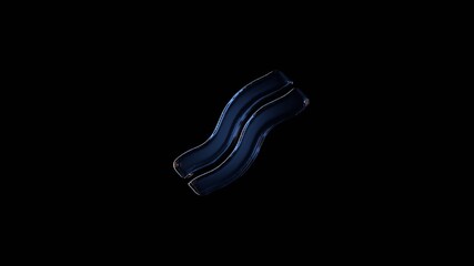 3d rendering glass symbol of bacon isolated on black with reflection