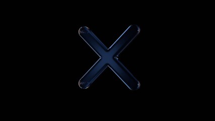 Fototapeta premium 3d rendering glass symbol of cancel isolated on black with reflection