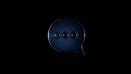 Obraz premium 3d rendering glass symbol of rounded chat bubble isolated on black with reflection