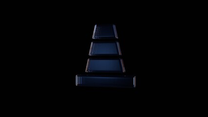 3d rendering glass symbol of cone isolated on black with reflection