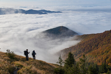 landscape of Low Tatras, autumn, morning fog, Slovakia