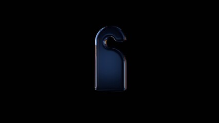 3d rendering glass symbol of do not disturb isolated on black with reflection