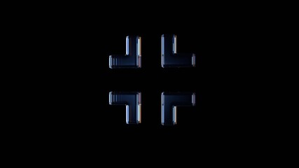 3d rendering glass symbol of exit isolated on black with reflection