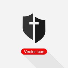 Christian Cross And Shield Of Faith Christian Church Icon Vector Illustration Eps10