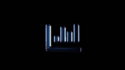 3d rendering glass symbol of chart bar isolated on black with reflection