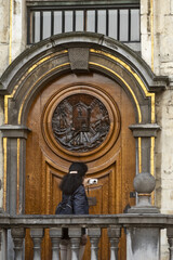 detail of the facade of House of the Dukes of Brabant on the Grand Place in brussels, Belgium